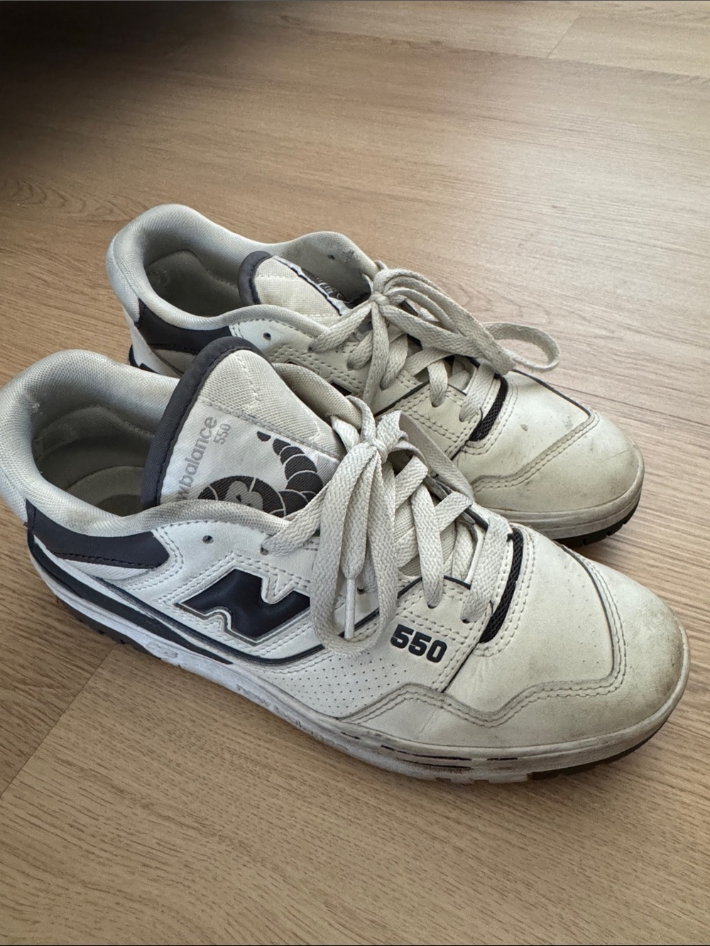 New Balance 550 White with Navy Accents Sneakers